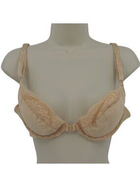VTG Jezebel Renee of Hollywood 36B 488 Bra Front Closure Beige Padded Underwire